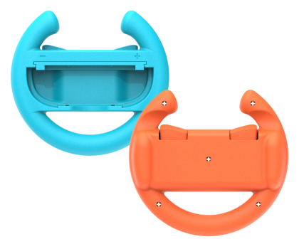 Akcesoria do konsol YAXO Uchwyt do Joy-Con WHEELS SET do NS/NS2 orange/blue